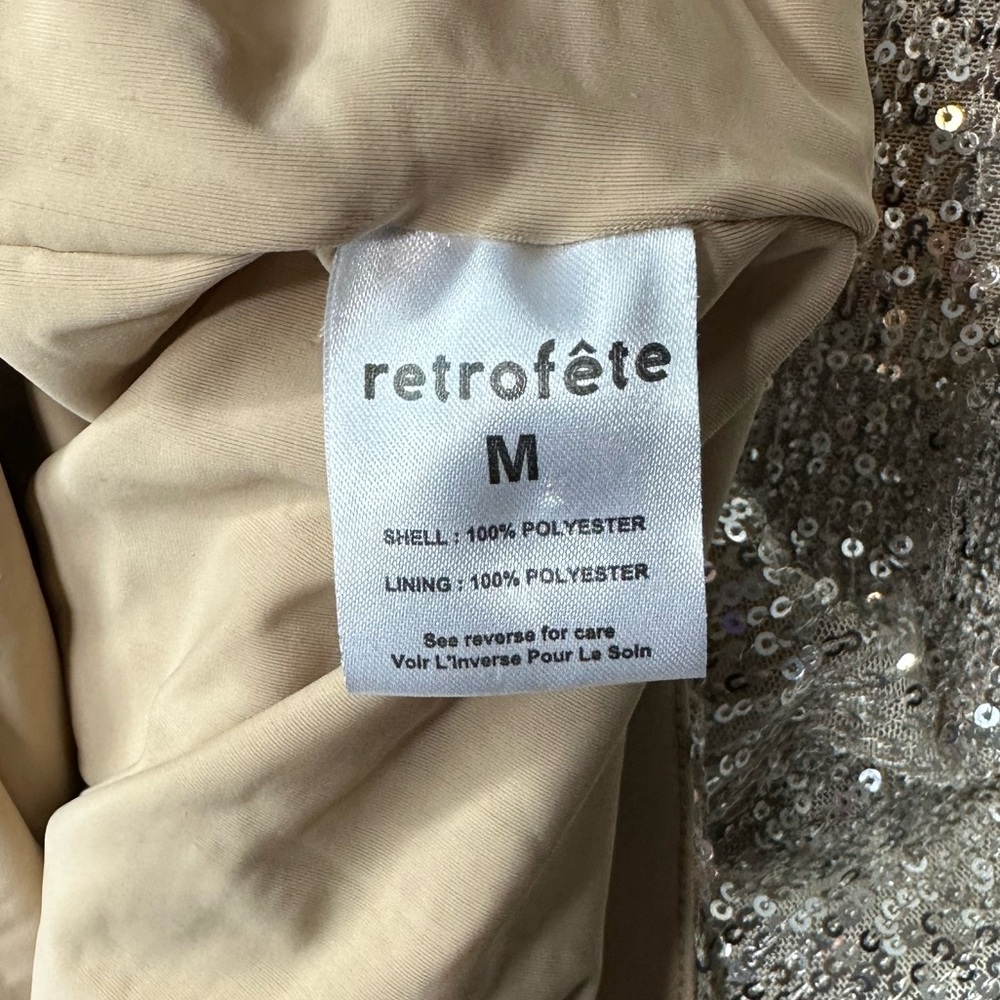 RETROFÉTE Flynn Ruched Sequined Tulle Mini Dress in Champagne Size Medium - Picture 10 of 13
